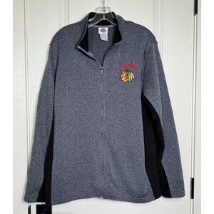 Chicago Blackhawks NHL Full Zip Track Jacket Men's Large Gray Black NHL Licensed